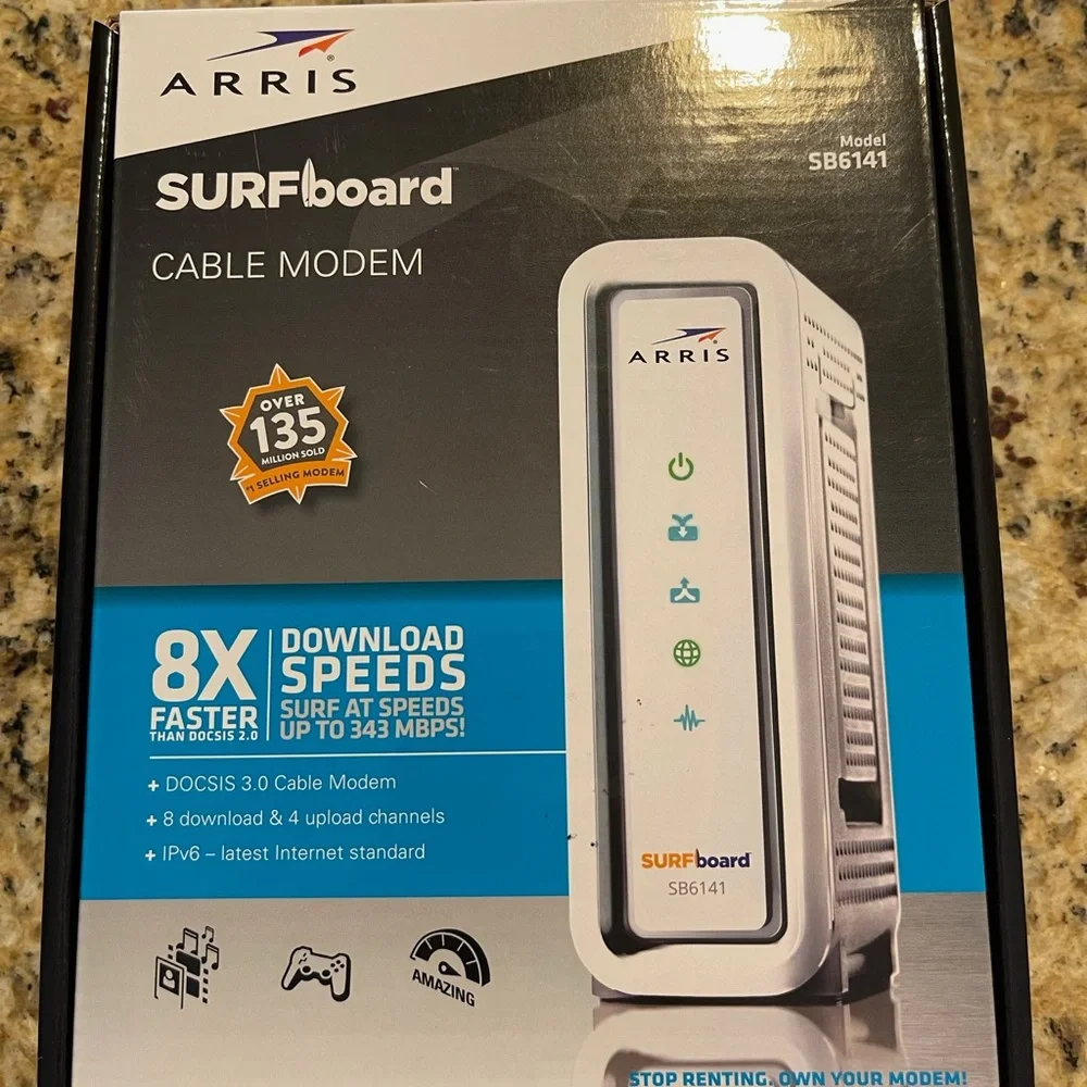LIKE NEW IN BOX | ORIGINALLY $70 | Arris Surfboard SB6141 Premium Wi-Fi Modem - Picture 3 of 5